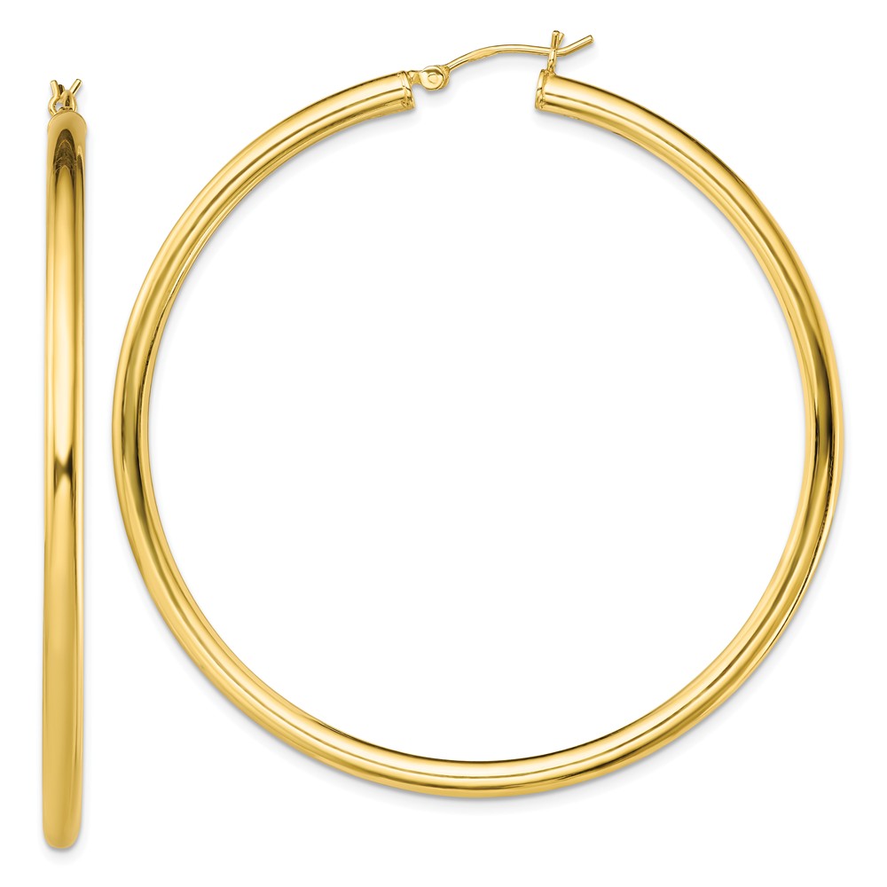 Solid 925 Sterling Silver Gold-Tone Polished Hoop Earrings 59.2mm x 60.8mm Solid 925 Sterling Silver Gold-Tone Polished Hoop Earrings 59.2mm x 60.8mm